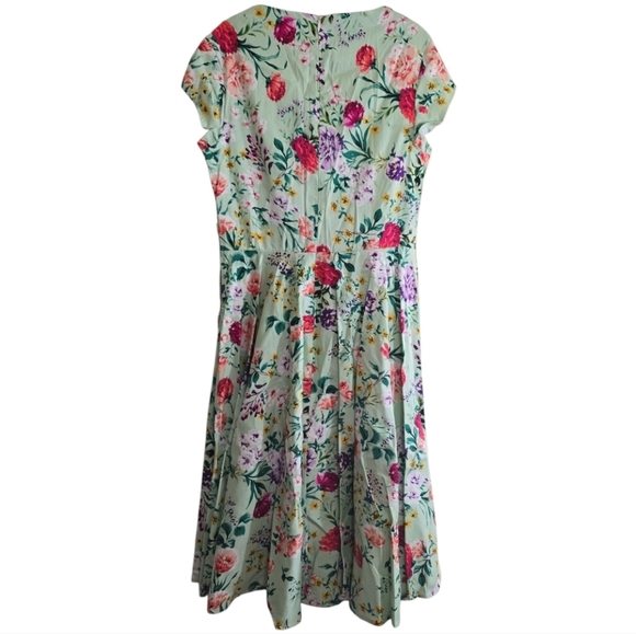 NWT Belle Poque Retro Fit and Flare Pin-up Dress Medium Mint Green Floral - Picture 5 of 8